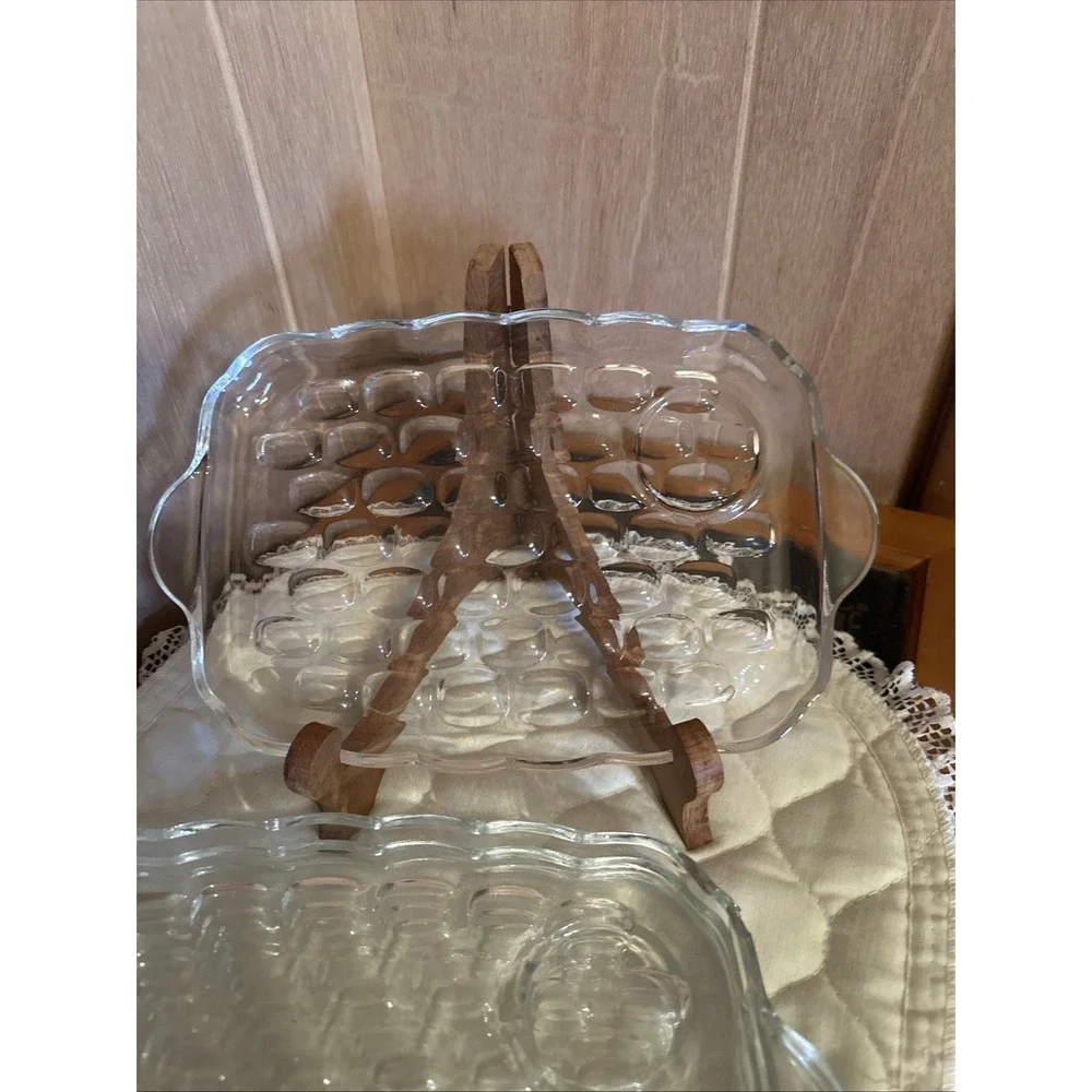 Vintage Federal‎ Glass Yorktown Snack Trays Set Of 4